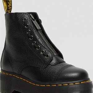 Dr. Martens Sinclair Black Leather Milled Nappa Leather Platform Boots